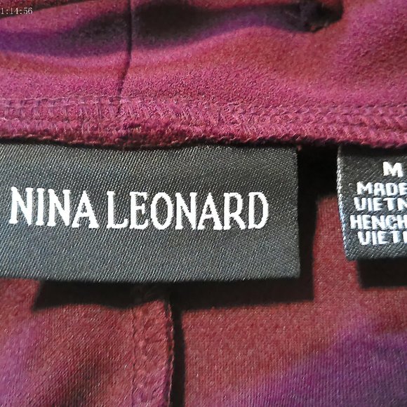 Open Draped Front Burgundy Blazer SZ M by Nina Leonard - Picture 7 of 9